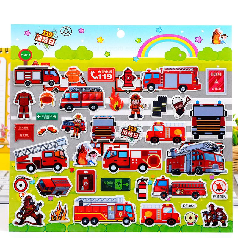 3D Bubble Sticker Car Truck Plane Traffic Waterproof Cartoon Anime Stickers For Girl Boy Kids Funny Educational Toys