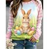 Women's Classic Santa Print Long Sleeve, Festive Crew Neck Top, Holiday