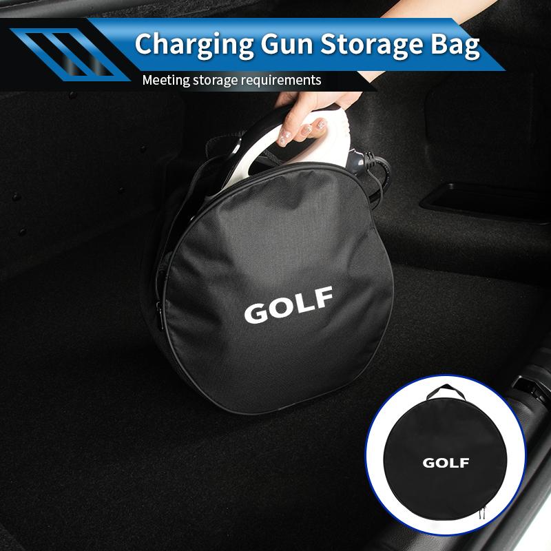 Car Charging Gun Bag Oxford Cloth Gun Cables Storage Box Auto Accessories For Volkswagen VW Golf Polo Tiguan T5 Passat b6JD8