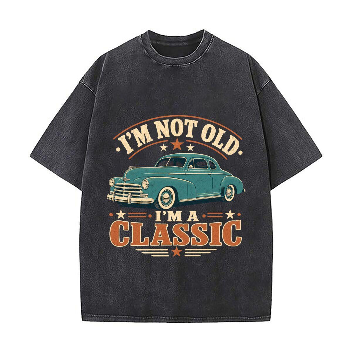 Vintage Classic Ride Humor Lettering Vintage Distressed Washed Cotton Short Sleeve Streetwear Outfit M