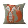 Cartoon Hand-Painted Fox Peach Leather Velvet Printed Pillow Cute Little Fox Sofa Cushion Cover Home Pillow Cover