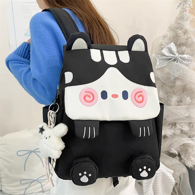 Cartoon Cat Pattern Color Contrast Large Capacity Multi-Function Backpack