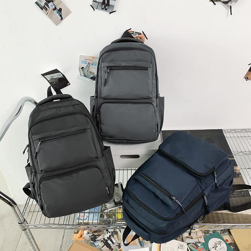 Lightweight nylon student schoolbag casual solid color travel large capacity computer backpack