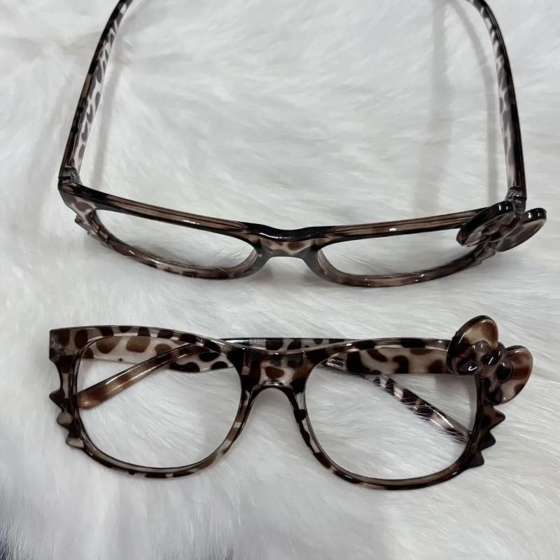 Leopard Print Eyeglass Frame Bow Accessories Cute Beauty Cartoon Anime Y2K Vintage Eyeglass Frame Toys for Girls Gifts