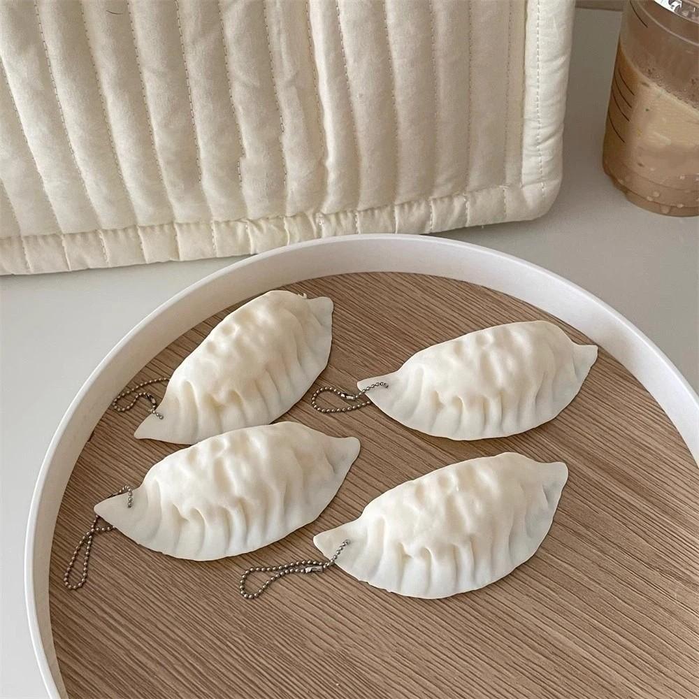 Lifelike Simulation Dumpling Keychain Soft Pinch Food Pendant Dumpling Squeeze Toy Bag Charms