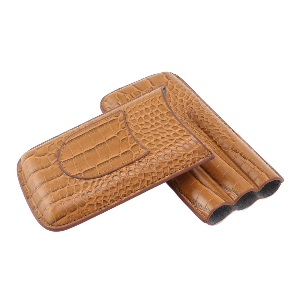 Cigar Holder Case Artificial Leather Portable Durable Elegant 3 Finger Cigar Box for Travel Outdoor