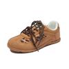 Women Round Toe Leopard Print Flat Lace-up German Training Lace Up Casual Sport Shoes Outdoor Running Vulcanized Shoe