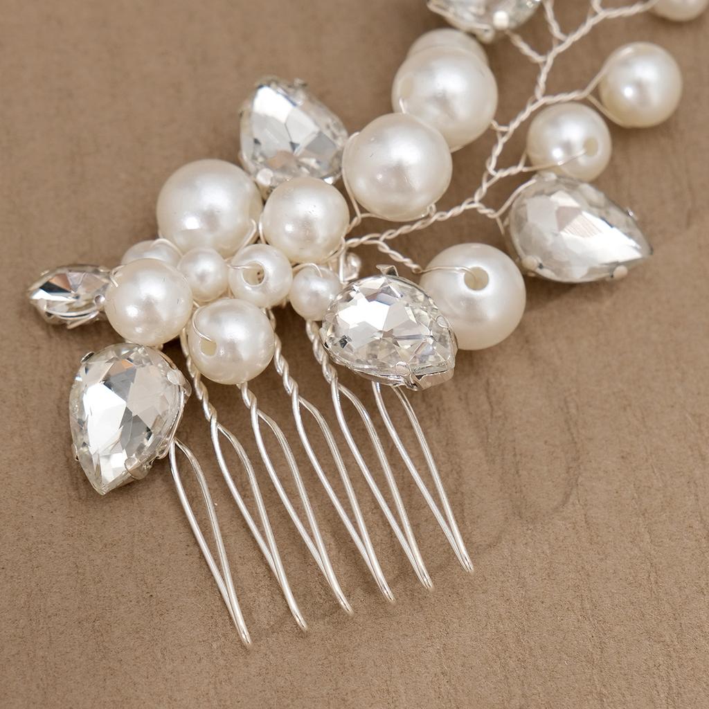 Bridal Jewelry Rhinestone Pearl Hair Comb Retro Wedding Banquet Accessories Handmade Bridal Headdress Hair Comb