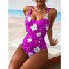 Costume da Bagno Intero Estivo Sexy con Stampa Floreale Bellissima, Vestibilità Aderente e Modellante, Scollo a U Profondo sulla Schiena, Costume da Bagno alla Moda che Attira l'Attenzione per Spiaggia, Piscina, Vacanze