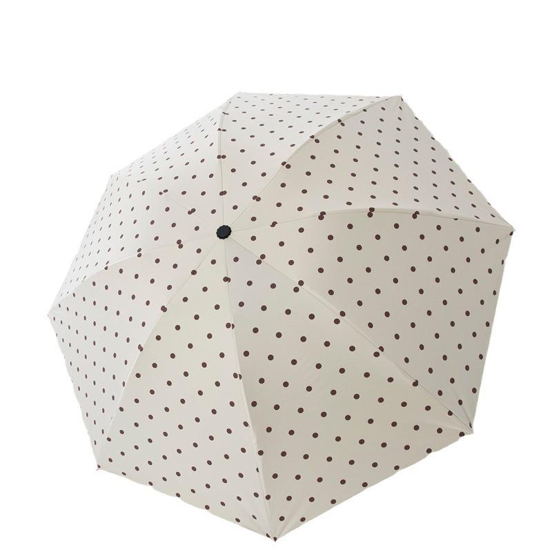 Fully automatic folding polka dot umbrella UV protection sun umbrella parasol vinyl simple weather and rain umbrella