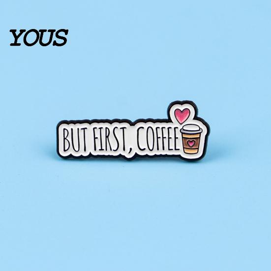 Solid Alloy Coffee Badge Brooch Pin, Slogan Design Brooch, Thickened Zinc Badge, Oil Paint Enamel Stable Buckle Pins for Clothes Hats Backpacks