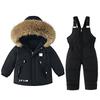 3-7 Years Kids Winter Warm Clothes Set Hooded Coat and Bib Pants