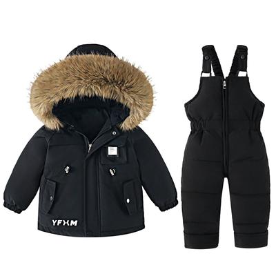 3-7 Jaar Kinderen Winter Warme Kleding Set Jas met Capuchon en Salopette