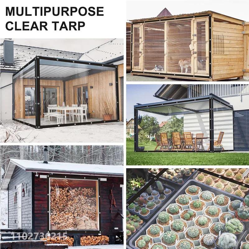 Thicken Transparent Waterproof Tarpaulin Garden Rainproof Clear Poly Tarp Plant Cover Insulation Shed Cloth with Grommets