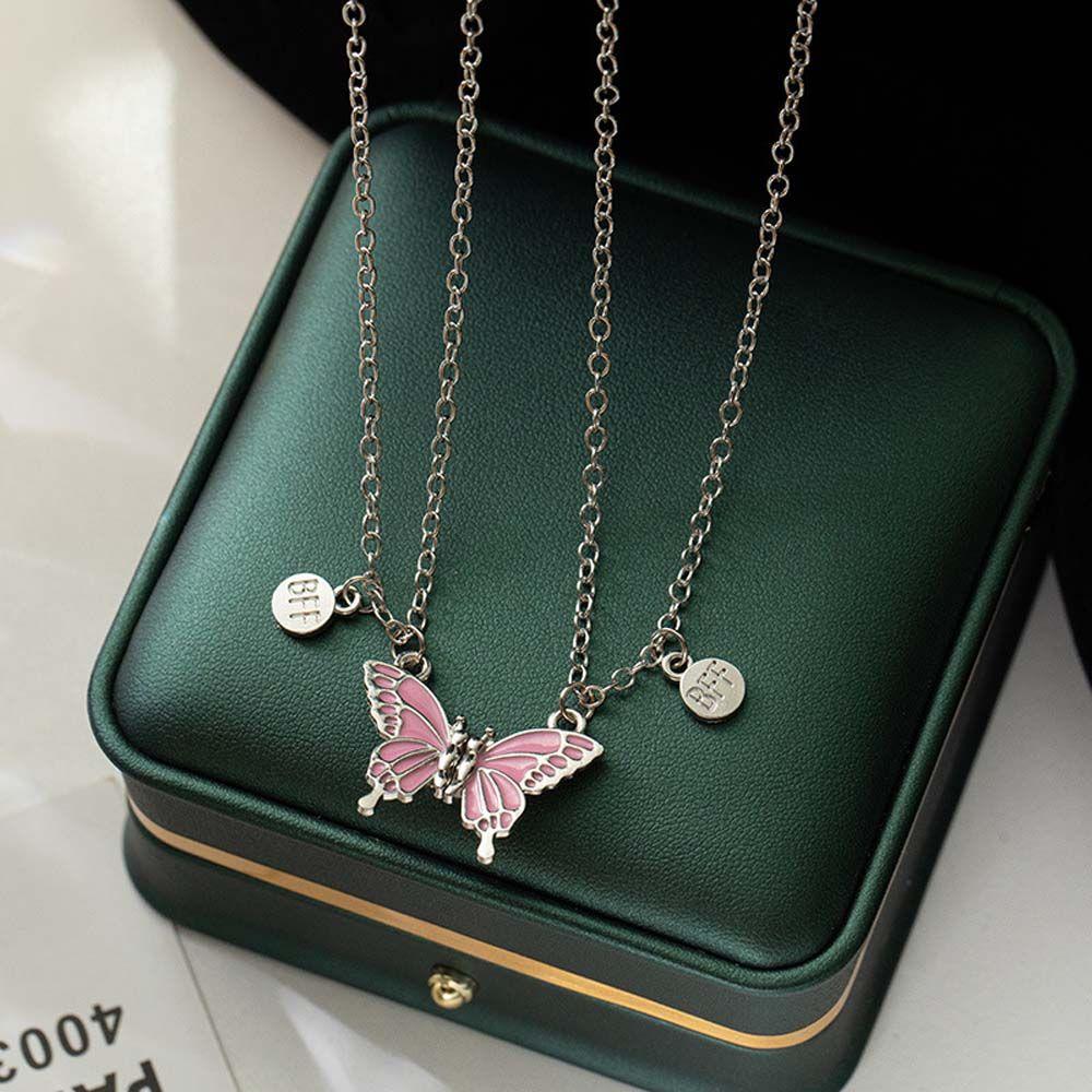 BFF Necklace Magnetic Necklaces Butterfly Pendant Choker Women's Jewelry Couple Clavicle Chain