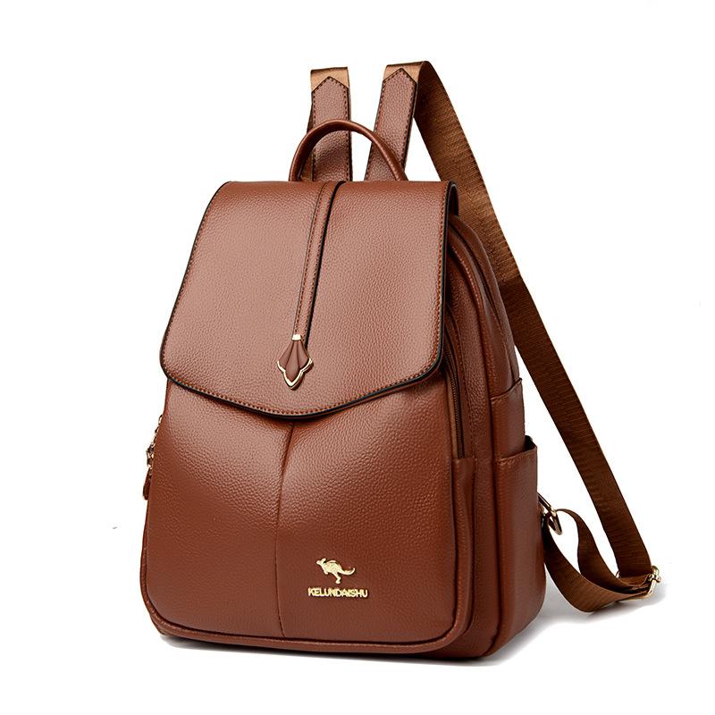 Fashion backpack women's new large-capacity travel bag soft leather women's backpack mother bag
