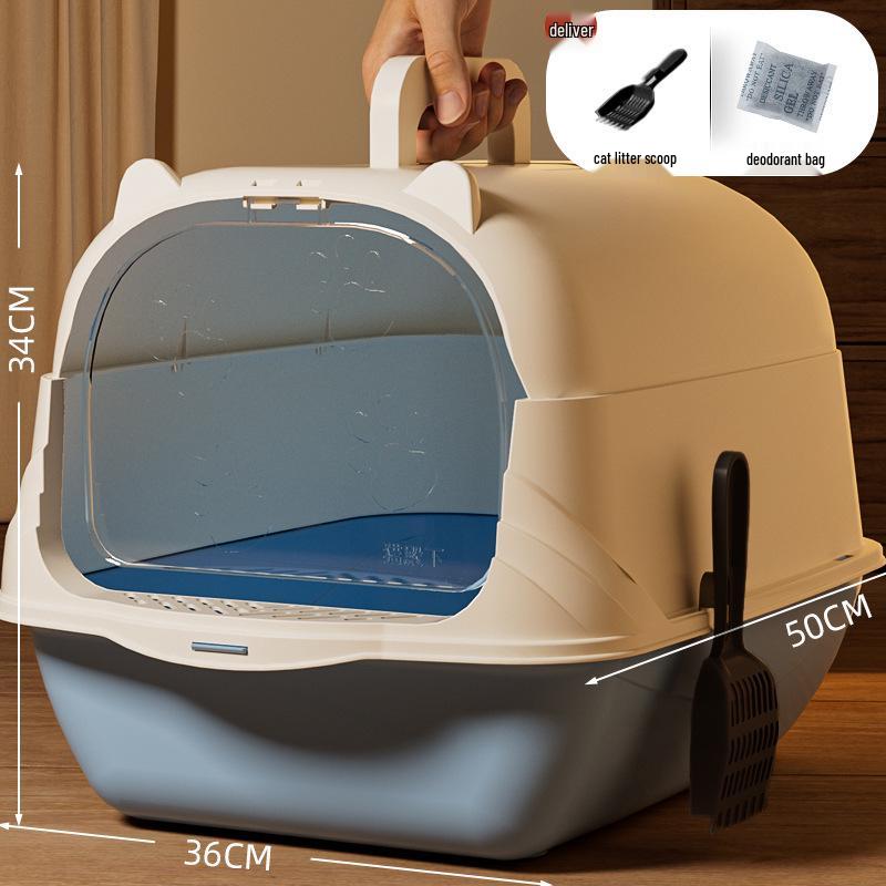 Caja de Arena para Gatos Extra Grande a Prueba de Olores Cerrada con Bandeja Anti-Salpicaduras Removible