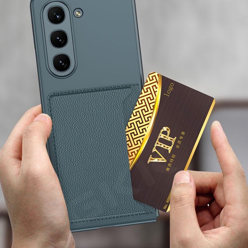 Husă din plastic GKK ultra-subțire, rezistentă la șocuri, pentru Samsung Galaxy Z Fold 5 5G Geanta din piele din spate pentru carduri Husă de protecție rigidă