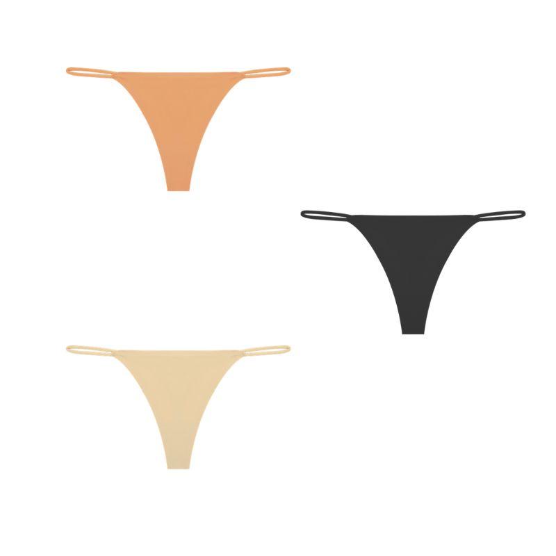 FINETOO ქალის უნაკერო ტრუსები უკვალო საცვლები ქალისთვის სექსუალური კომფორტული თეთრეული ერთი ფერის ტრუსები