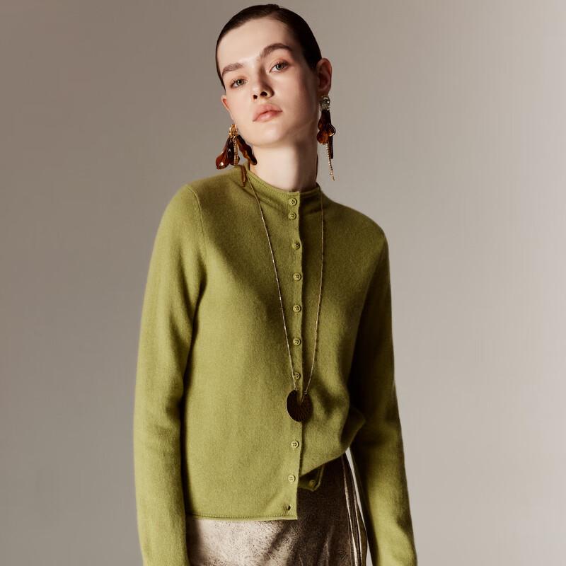 PALUOPO Women's 100% Cashmere Round Neck Cardigan