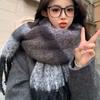 Thermal Plaid Mufflers Thick Tassel Shawls Chunky Neckwear Winter Scarves  Outdoor Travel