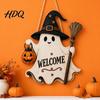 Spooky Halloween Decoration Wooden Hanging Door Sign Cute Ghost Welcome Ornament