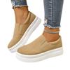 Women's Wide Width Platform Slip-On Sneakers - Round Toe Casual Skate Shoes for Fall, Chunky Sole Fashion Shoes