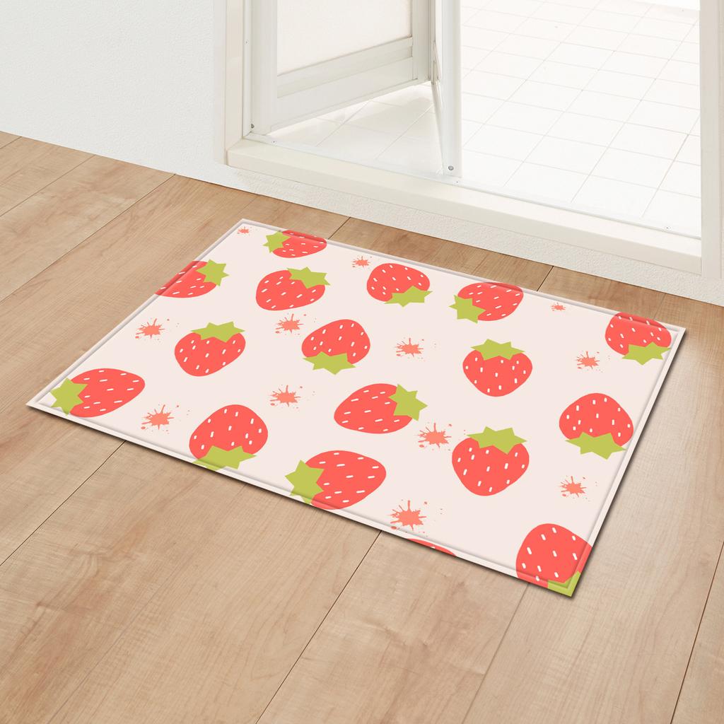 Strawberry Girl Heart Bathroom Absorbent Floor Mat Entry Door Mat Bedroom Door Mat Bathroom Non-Slip Foot Mat