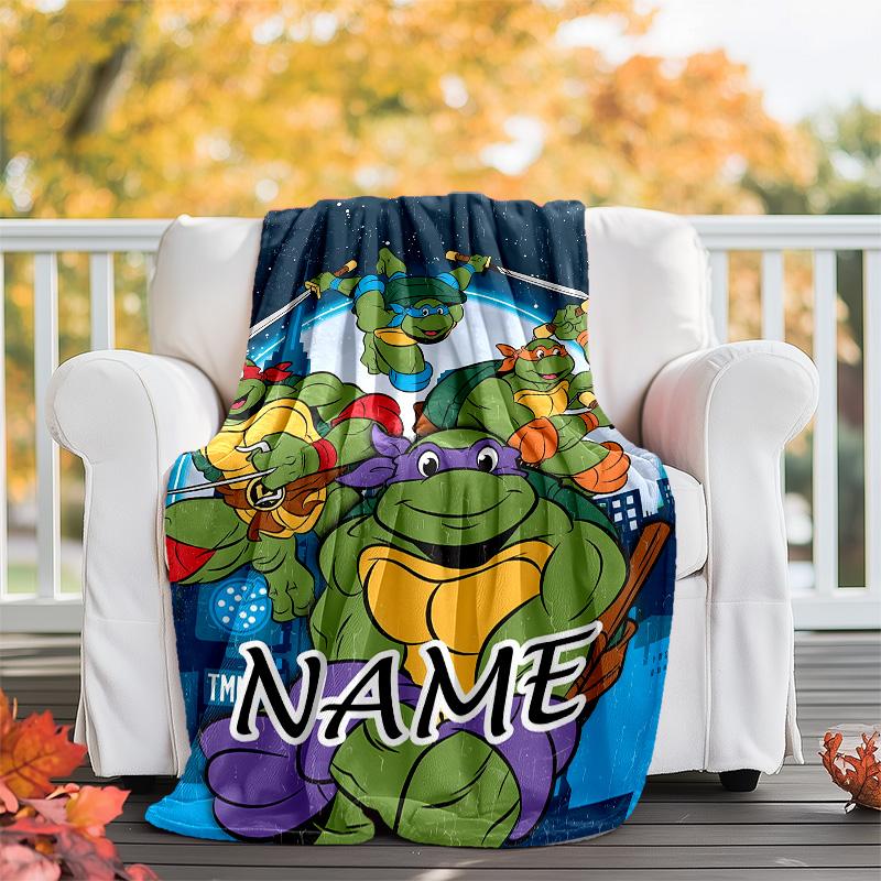 Customizable TMNT Throw Blanket – Personalized Name, All-Season Cozy Snug Blanket, Machine Washable, Personalized Blanket