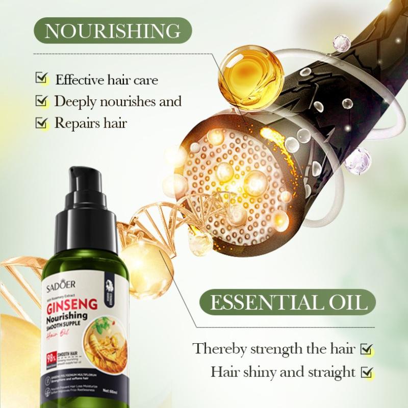 Ginseng Polygonum multiflorum supple hair care essential oil 60ml SADOER nourishes silky hair