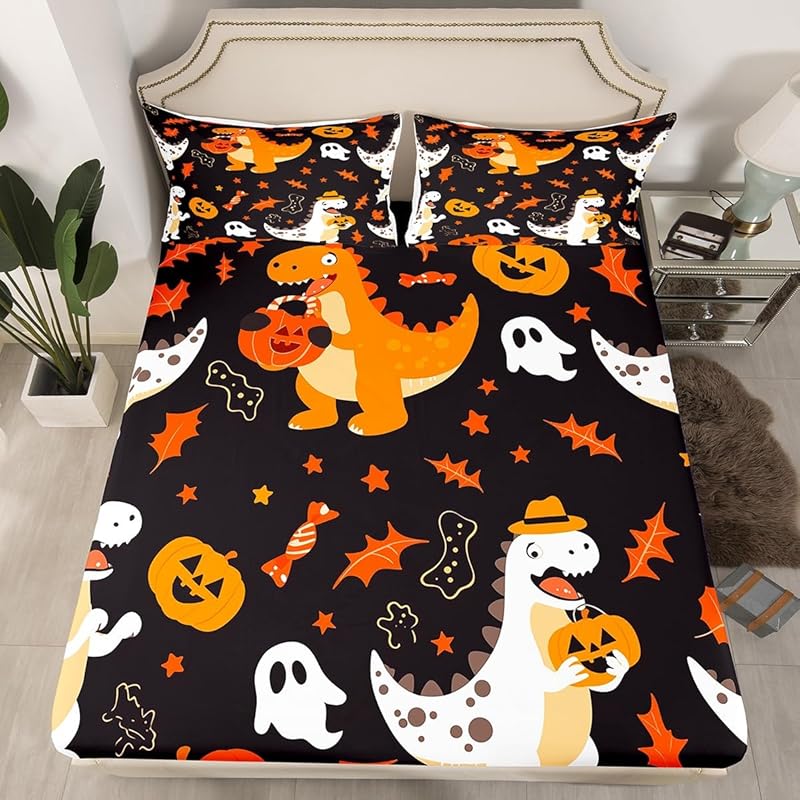 Cute ghost bedding set for boys, girls, teenagers, bats, pumpkin lanterns, Halloween