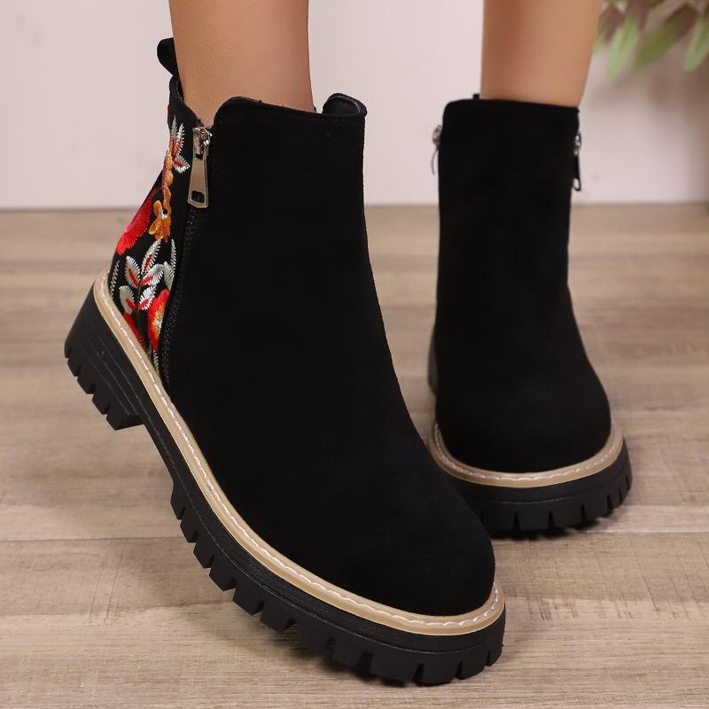 New Side-zipper Short-top Dr. Martens Boots, Pointed-toe Chunk-heeled Boots and Women's Shoes