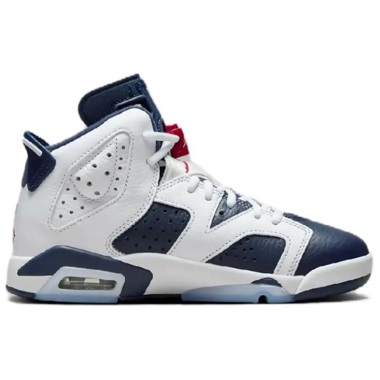 Air Jordan 6 Retro GS Olympic 2024 Kids Sneakers White Varsity-Red Midnight-Navy 384665-164