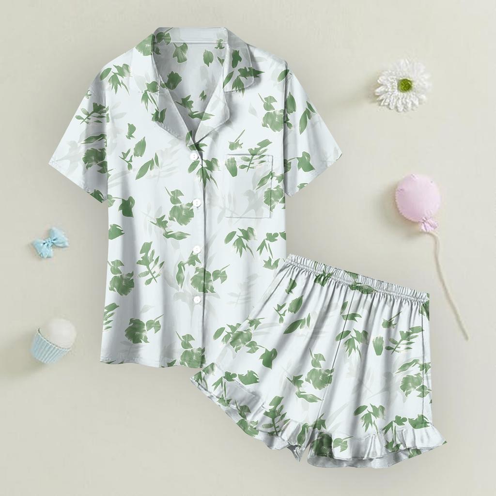 Children's Home Clothes Pajamas Set Short-sleeved Top Shorts Two-piece Set Outer Wear Play Cardigan Clothes
