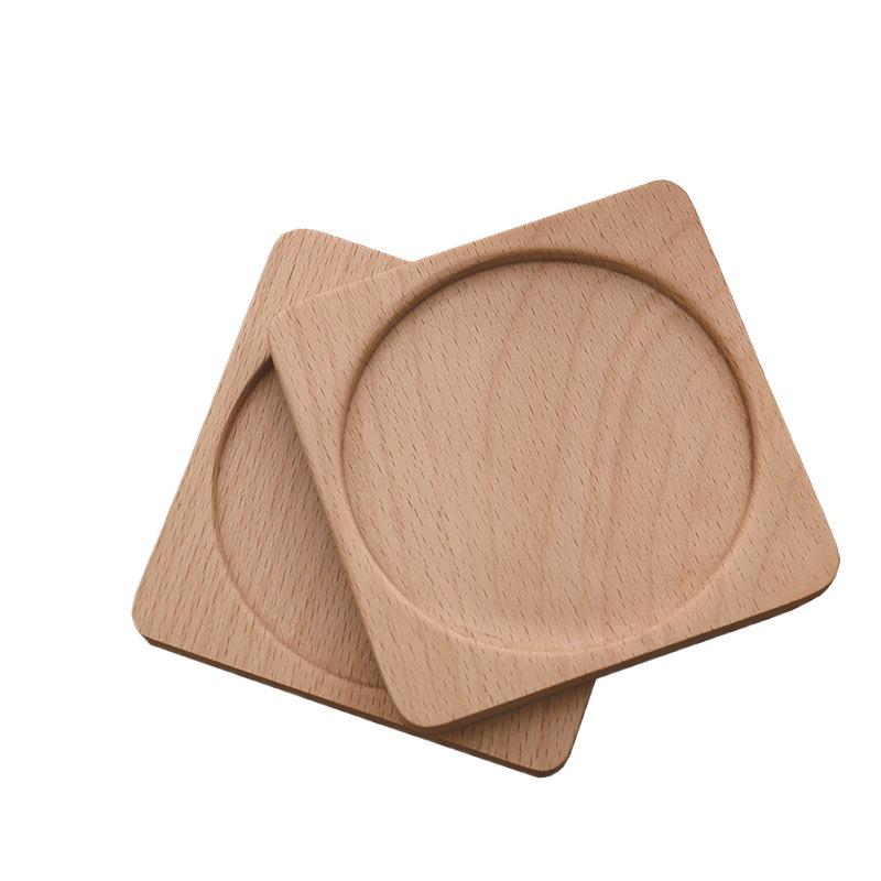 Black Walnut Solid Wood Square Coaster for Coffee Cups and Teapots, Unpainted with Logo.