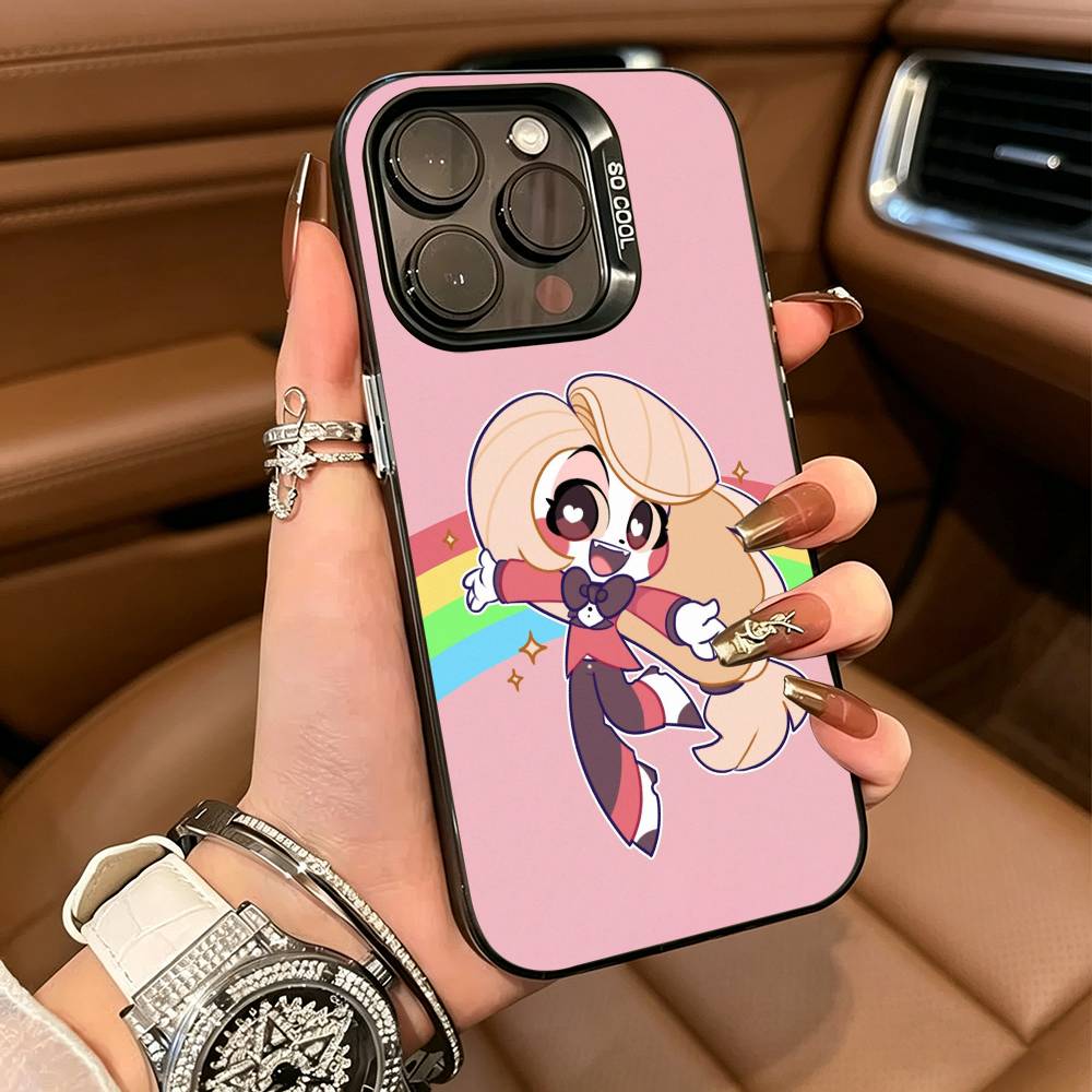 H-Hazbin C-Charlie H-Hotel HCH For iPhone 17 16 15 14 13 12 11 Pro Max XS 17 Air Silicone Colored Silver Bumper Cover