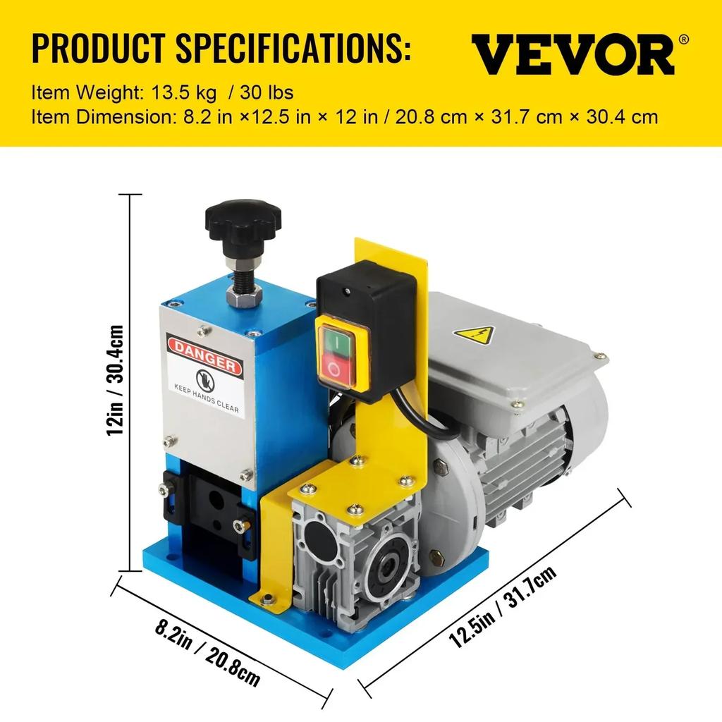 1.5-38MM Electric Wire Stripping Machine 370W, Efficiently Strips Various Metal Wires, With 10 Blades,Speeds Up To 15M/Min