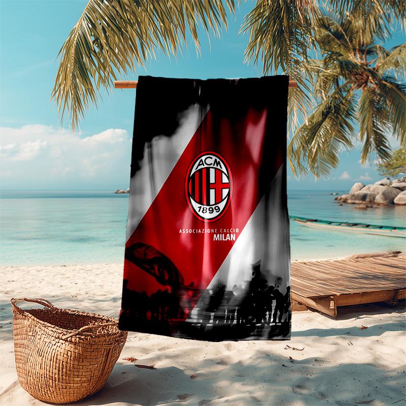 proof beach towel with Associazione Calcio Milan pattern - soft,absorbent,quick-drying,machine washable - perfect for swimming,camping,bathing
