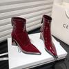 Designer Vintage Women Pointed Toe Ankle Boots Fashion High Heels Short Booties Autumn Winter Women's Shoes