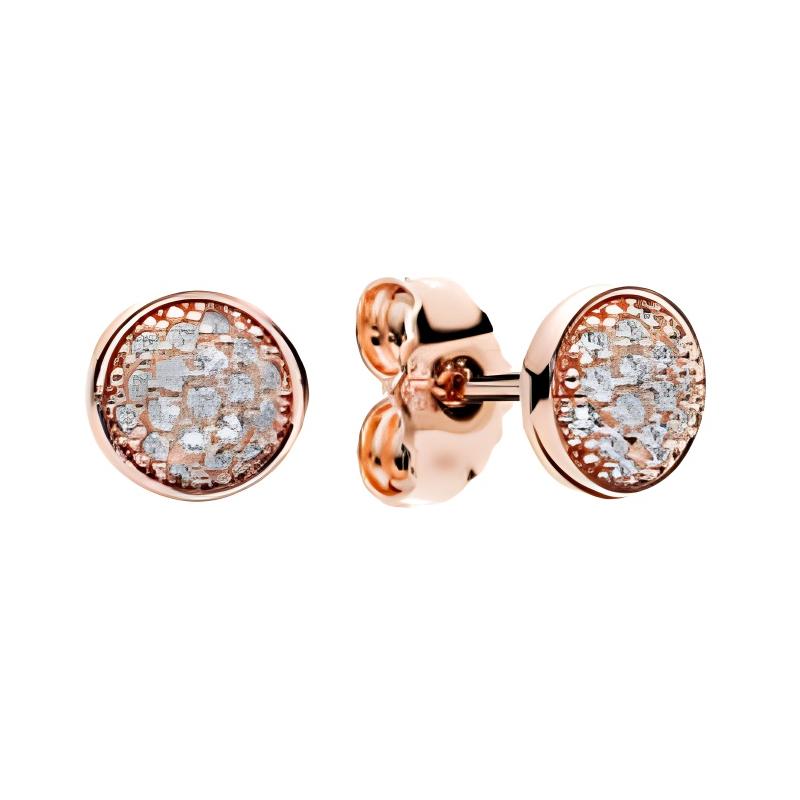 Pandora Solid Color Round Paved Design - Earrings Women earrings Rose-Gold 280726CZ Box