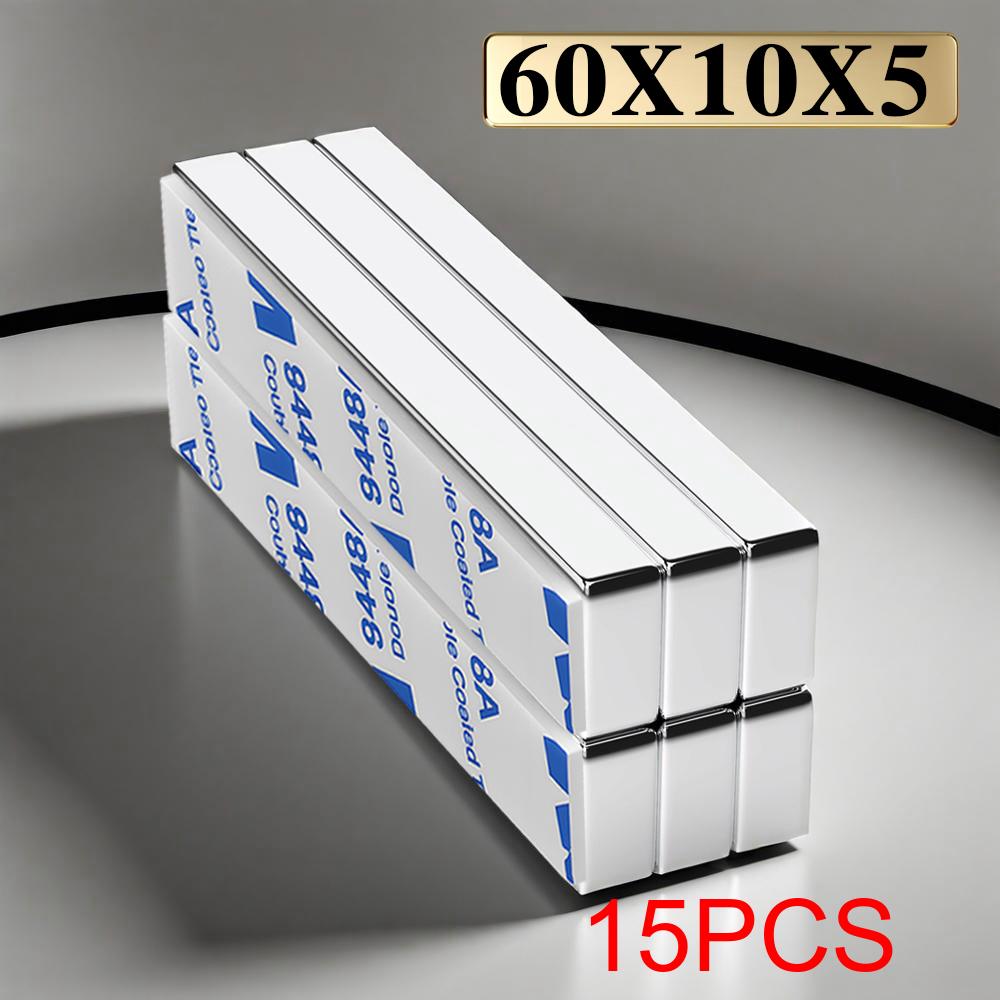 60x10x5mm Super Powerful Block Neodymium Magnet With double-sided adhesive Magnet N35 Strong Permanent Magnetic imanes