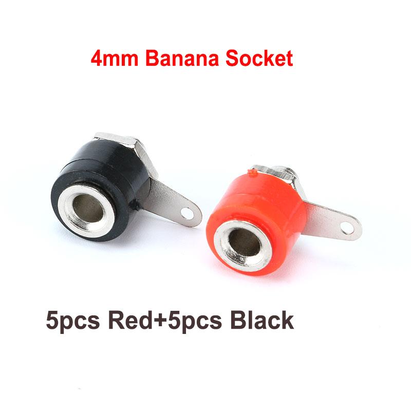 10pcs/lot 4mm Banana Socket Female Jack 4mm Banana Binding Post for Banana Plug Terminal Connector Black Red DIY Adapter