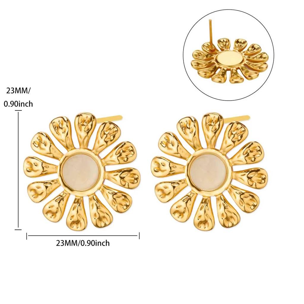 Titanium Steel Oil Dripping Color Round Stud Earrings, Earrings, Light Luxury High-end Tiger's Eye Stone Fashion Earrings, Jewelry