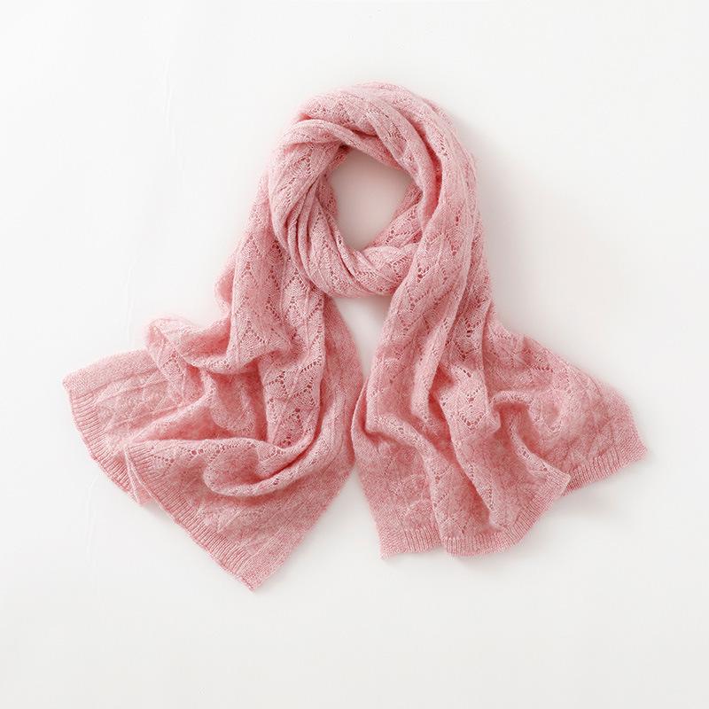 Cashmere 2025 Women's Solid Color Knitted Scarf Shawl – Hollowed-out Neck Protection for Autumn/Winter.