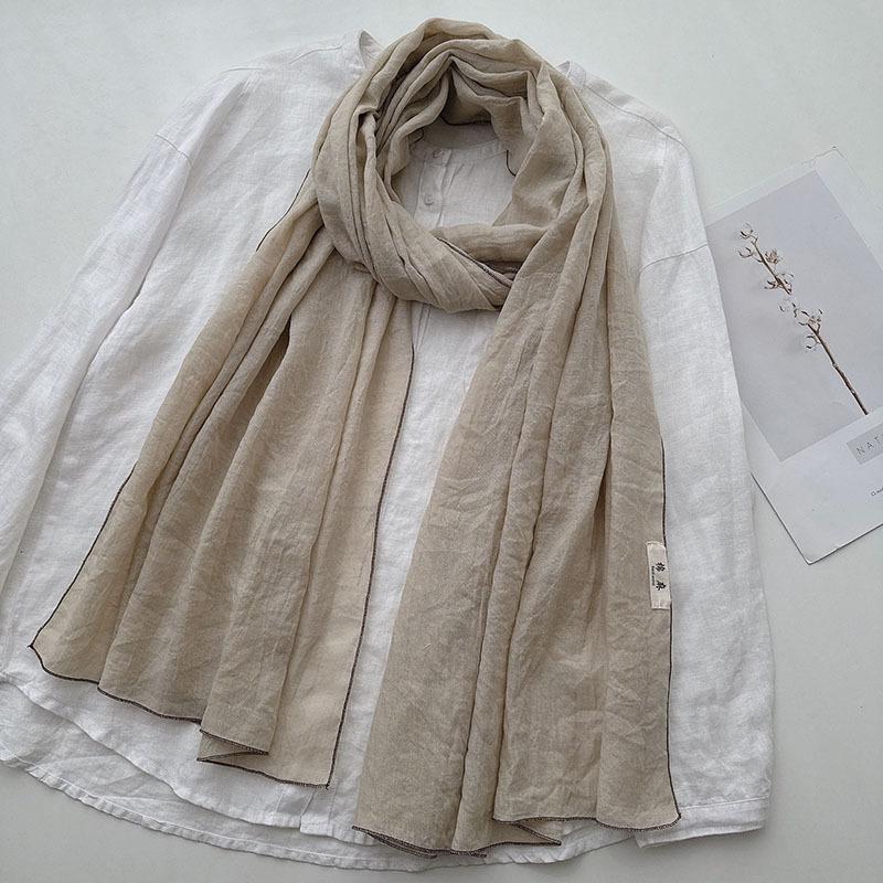 

Japan and Korea Elegant Solid Color Cotton and Linen Extended Scarf Women s Soft Skin-friendly Casual Outer Autumn Shawl XL