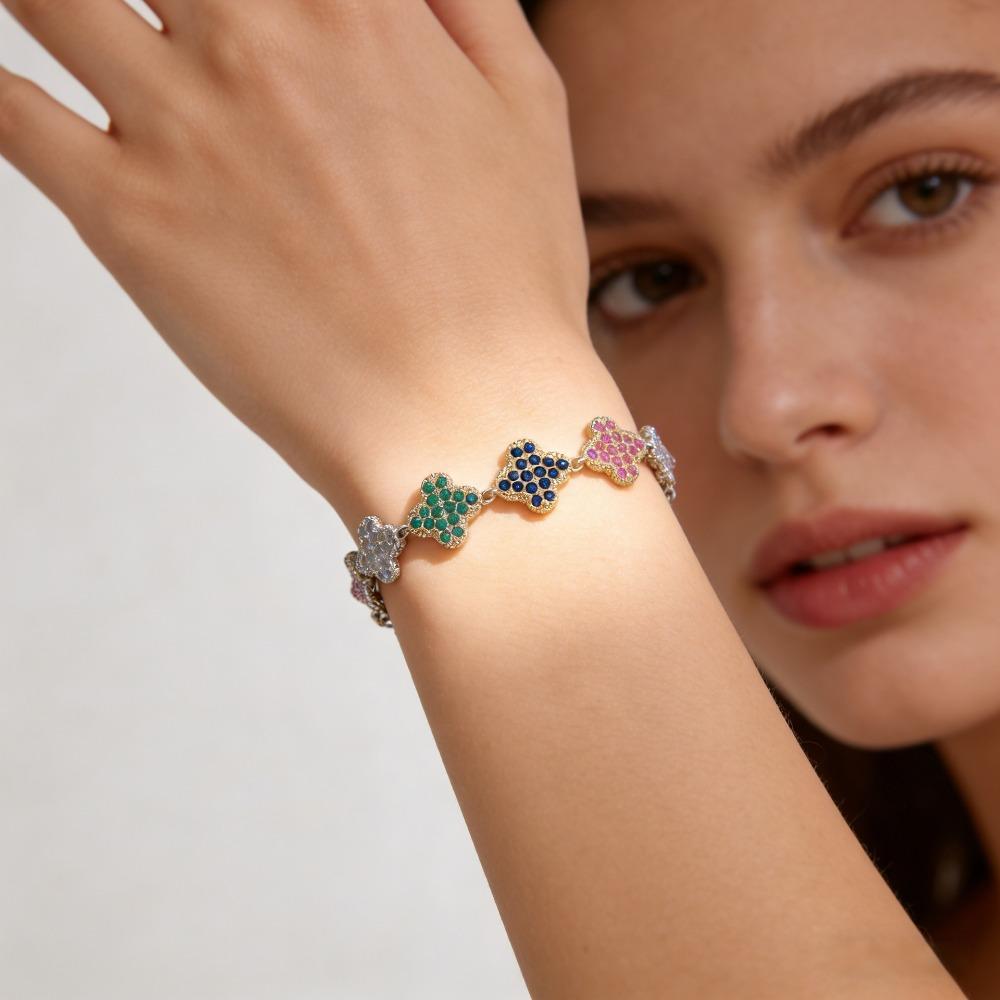 Exquisite Sweet and Stylish Four-leaf Clover Bracelet A High-end Dopamine-inducing Jewelry Bracelet