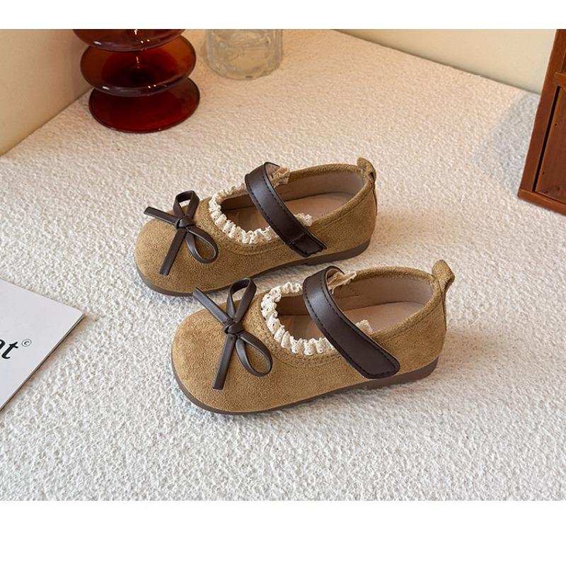 Girls Bowknot Lace Shallow Mouth Soft Sole Princess Leather Kids Shoes