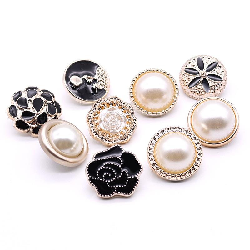 High-End Pearl Plastic Buttons, Women'S Clothes Coat Coat Buttons, Versatile Oil Round Decorative Buttons