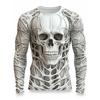 Herren Langarm T-Shirt 3D Druck Skelett Totenköpfe Muster Tops Lässig Mode T-Shirt Sweatshirt Atmungsaktiv Streetwear Locker T-Shirts