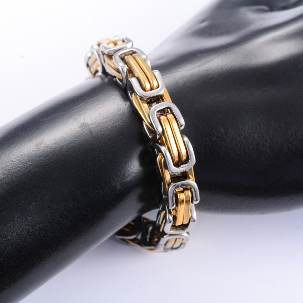 8.5mm Vintage Stainless Steel Byzantine Bracelet Chunky Hand Chain for Men Punk Rock Boy Anklet Hiphop Wristband Metal Jewelry